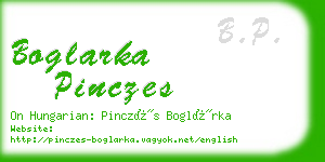 boglarka pinczes business card